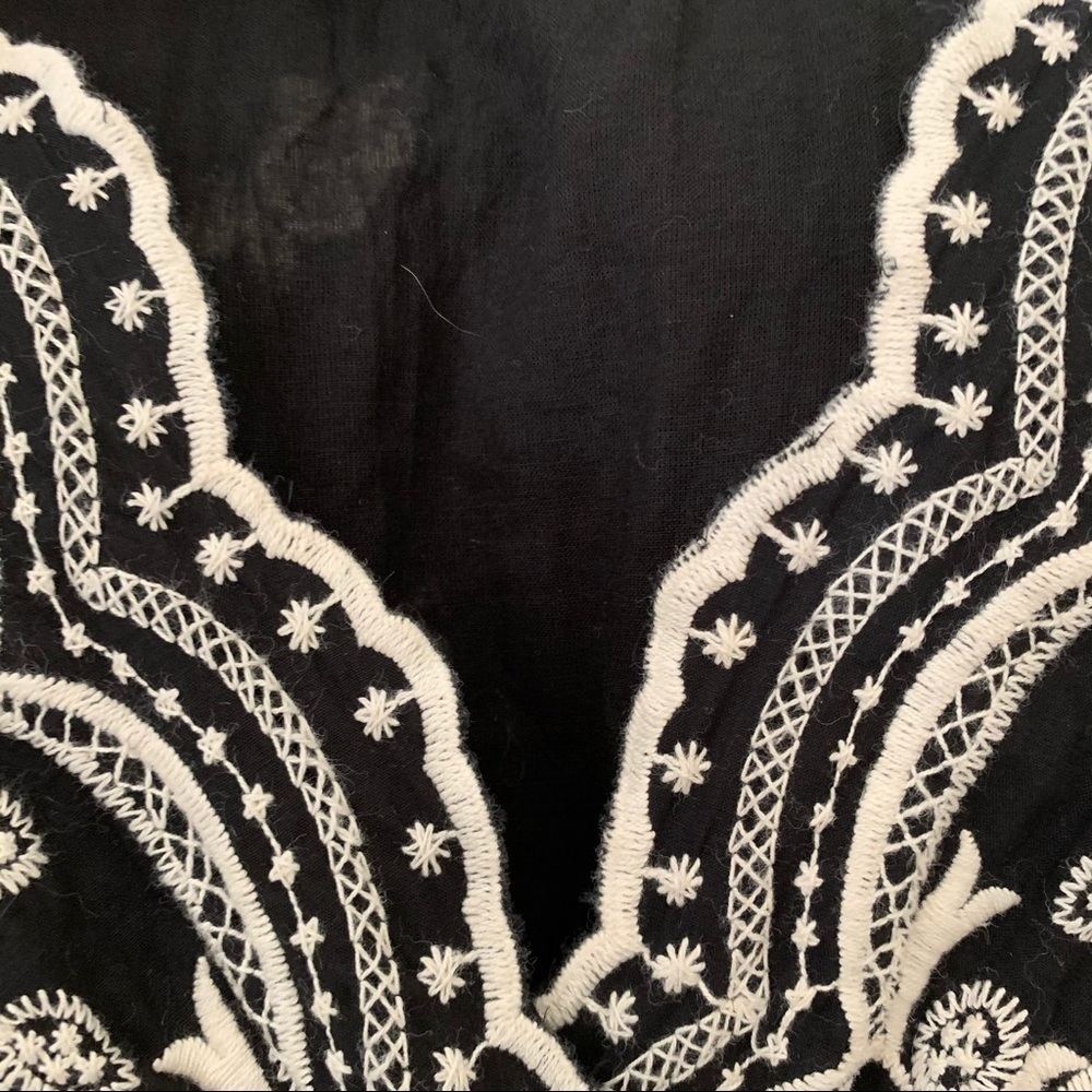 KAREN KANE Embroidered Floral Sleeveless Dress Cotton Black & Creme - Picture 12 of 15